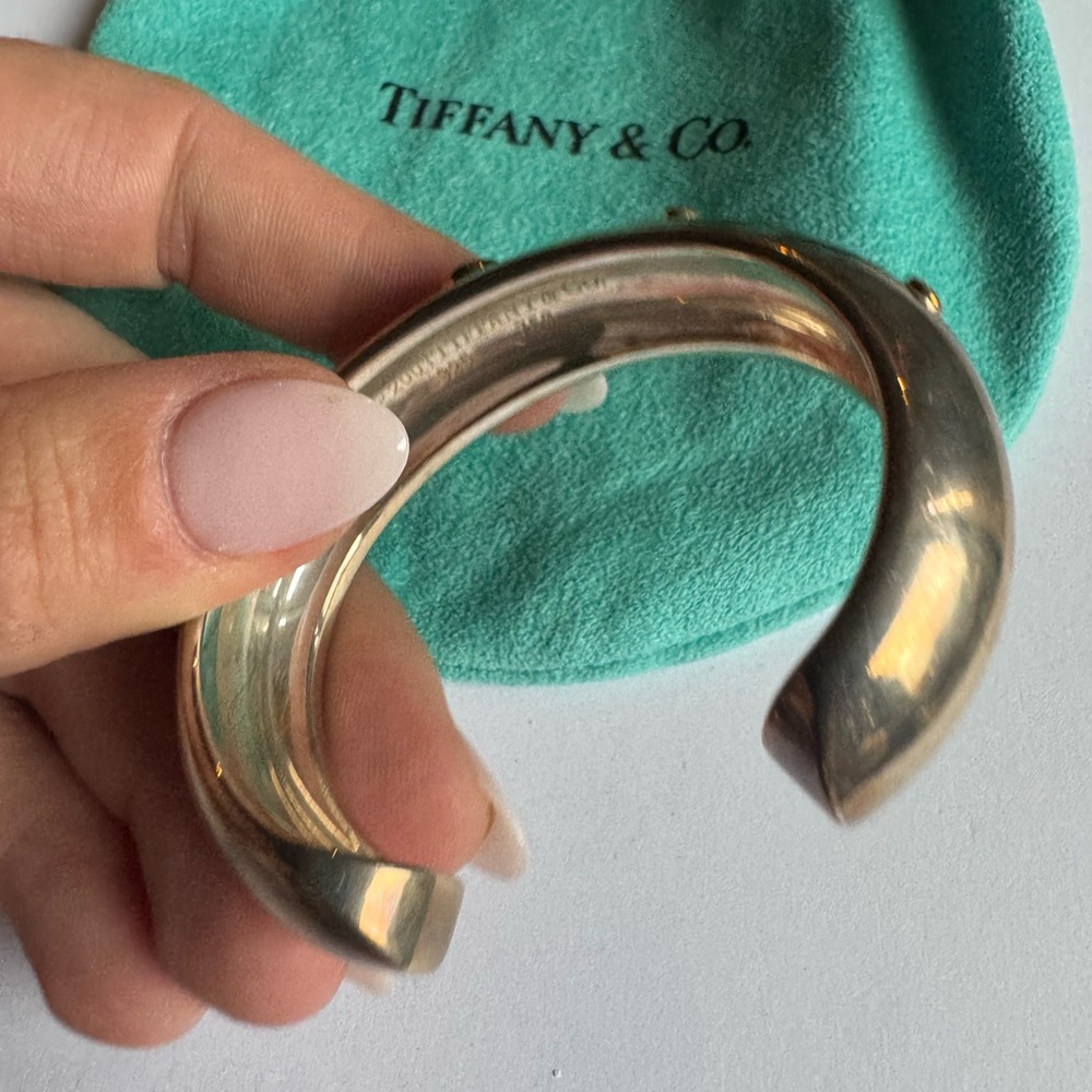 Tiffany & Co Sterling Silver and 18K Gold Multi-Gemstone Cuff 6" Wrist 85.6g - Picture 16 of 16